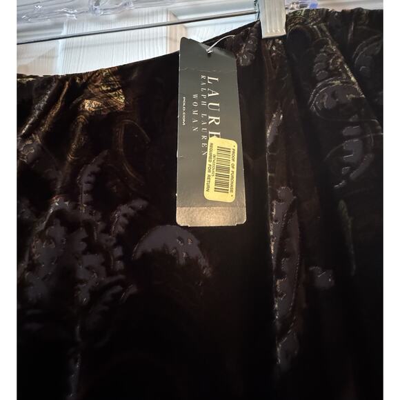 Lauren Ralph Lauren Skirt Womens Velvet Paisley Ruffle Silk Lined Boho 2X - Picture 2 of 8